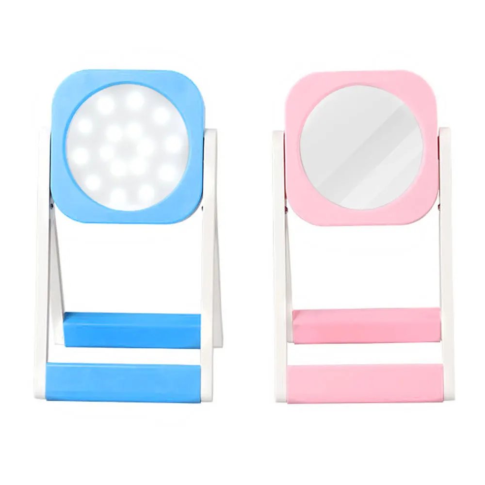 

Mini Mirror With Light Touch Dimmable Countertop Mirror Lamp Daylight Night Light Portable Desk Lamp With USB Charging Port