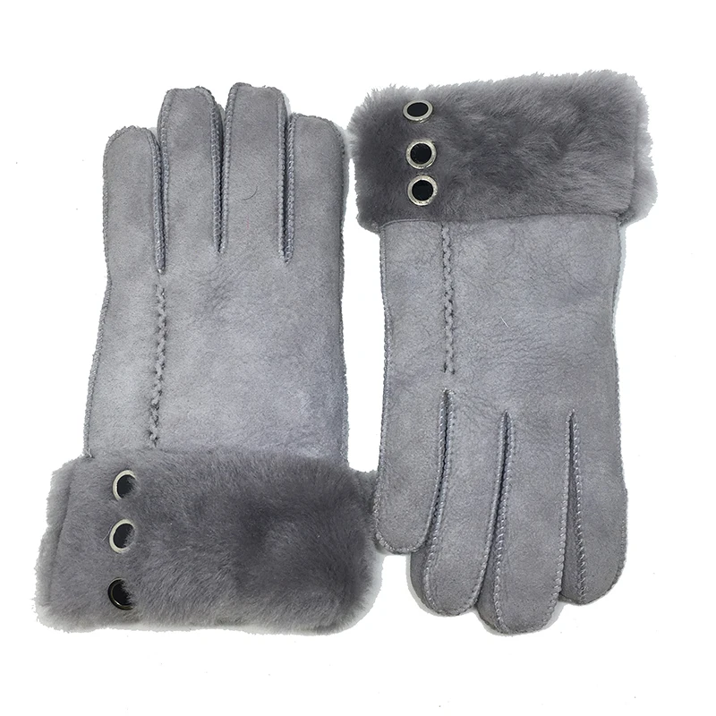 Women Winter Warm Gloves New Wool Genuine Leather Sheepskin Gloves Solid Real Sheep Fur Mittens Elegant Warm Female Gloves G29