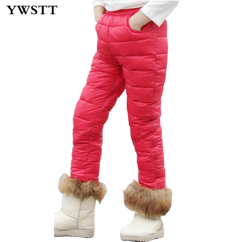 2017 Children Girls Winter Pants Fashion Down Trousers Thicken