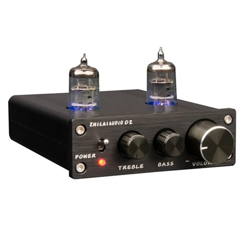 

D2 DC12V HIFI Digital Audio Preamplifier 6J1 Tube Dual Channel High/Bass Power Adapter Black/Silver