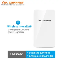 1200 Мбит/с gigabit Беспроводной в настенное устройство 802.11ac 48 В POE и DC Беспроводной Wi-Fi маршрутизатор с USB Зарядное устройство + 1 * WAN/4 * RJ45