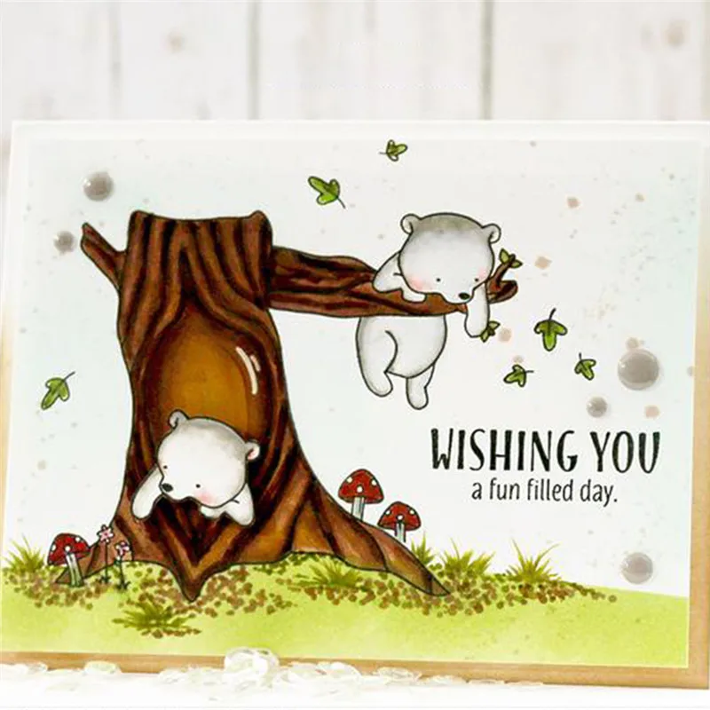

DiyArts 9Pcs Tree Curious Forest Friends Bear Die Metal Dies Cutting for Scrapbooking 2018 Die Cuts for Card Album Scrapbooking