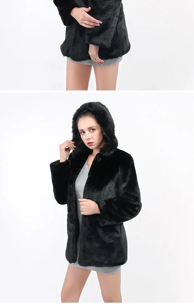 Модное пальто из искусственного меха норки Новая Элегантная женская верхняя одежда с длинными рукавами Норковое Пальто, длинная куртка черная теплая куртка