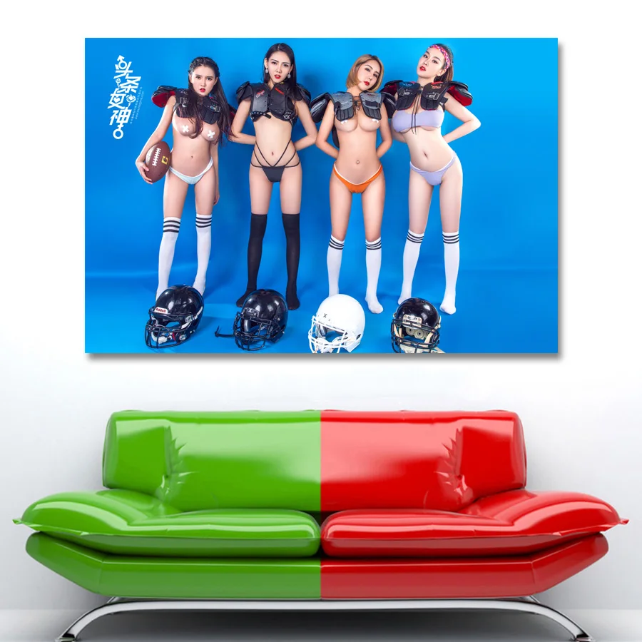 

Football Babe model asian Sexy Girl Wall Art Posters and Prints Canvas Art Paintings wall pictures for living room Decor
