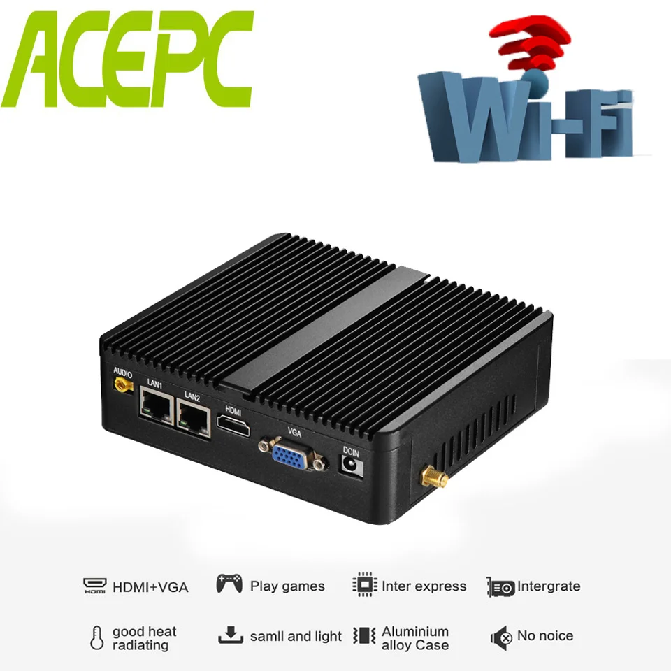 

Mini PC Windows 10 Celeron J1800 Pentium 3805U Mini Computer Dual Gigabit Ethernet HDMI 2*RJ45 USB3.0 VGA PK J1900 mini PC