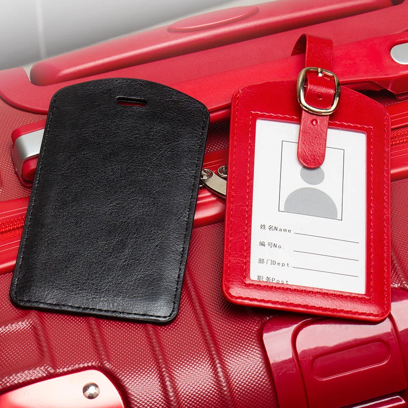 Black oil PU leather Luggage Tags Baggage Name Tags Suitcase Address