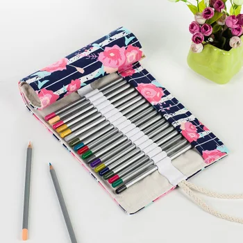 

36/48/72 Sketch Drawing Pencil Roll Up Pencil Bag Cartoon Cute Pencil Pouch Canvas Fabric Pouch For Drawing