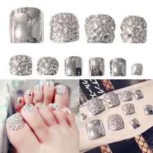 24 шт Ложные Типсы для наращивания ногтей ювелирные изделия Маникюр флэш дрель для ног патч Toenails художественный дизайн клей набор для ногтевого дизайна инструменты для маникюра