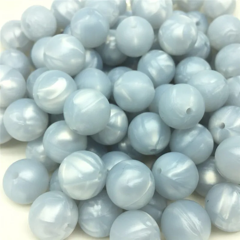 

10 PCS Metallic Gray Silicone Beads Size 12-17MM Loose Silicone Beads,DIY Silicone Teething Necklace Silicone Beads For Baby