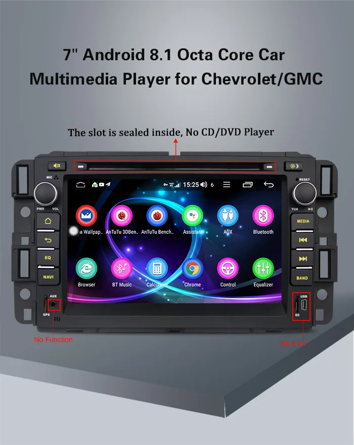 Cheap 7" Android 8.1 Car Stereo Radio Audio Head Unit for Chevrolet/GMC GPS Subwoofer DSP SPDIF Carplay DVR OBD DAB SIM Card Bluetooth 3