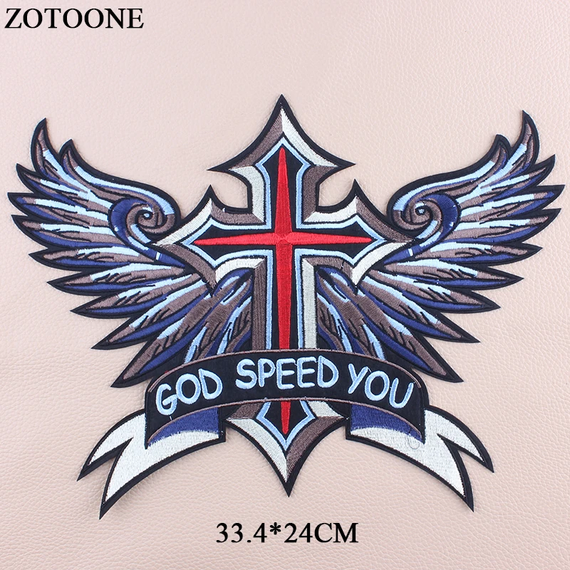 

ZOTOONE Embroidered Cross Letter Patches Military Tactical Clothing Badges Iron On Large Punk Wings Patches For Clothes Jeans