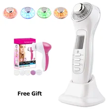 3MHz Ultrasonic Massager Galvanic Photon Face Cleaning Facial LED Light Therapy Acne Age Spot Freckle Treatment Facial Beauty ultrasonic galvanic ion led photon therapy skin care facial beauty acne wrinkle freckle remover treatment machine rechargeable