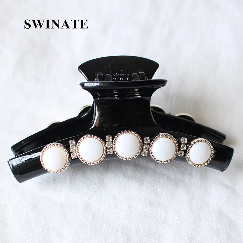 New Arrival Women Girls Fashion Shell Rhinestone Plastic Hair Claws Elegant Big Hair Clips For Work