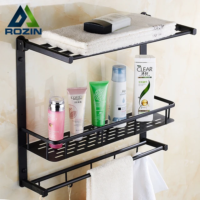 Oil Rubbed Bronze Luxury Bathroom Storage Rack Bath Towel Shelf Oil Rubbed Bronze Luxury Bathroom Storage Rack Bath Towel Shelf Rod Hooks Wall Mounted