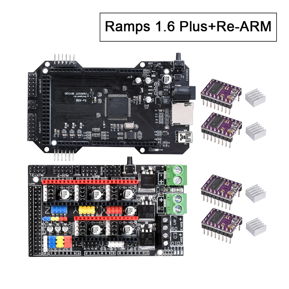Billige 3D Drucker Teile RAMPEN 1,6 Plus Control panel + Re ARM Bord + 4 stücke A4988 DRV8825 TMC2130 stepper Motor Drive Reprap rampen 1,4