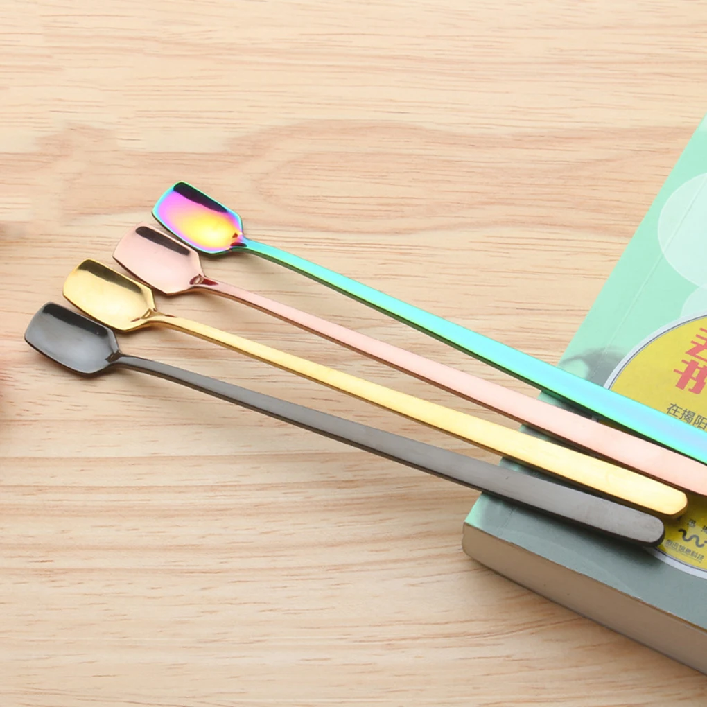 1 шт. длинная ручка нержавеющая сталь кофе ложка Мороженое чай ложка холодный напиток ложки для помешивания
