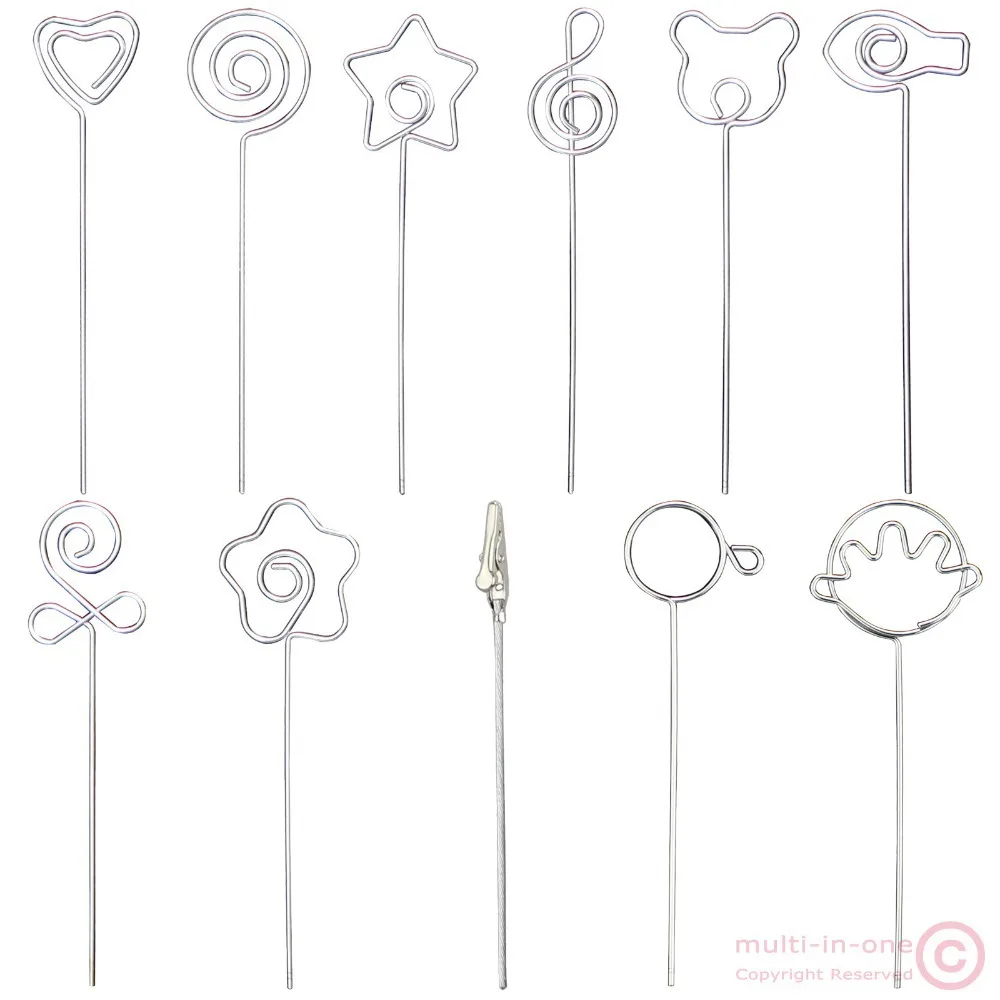 

Lot 12pcs DIY craft metal 5" wire memo photo clip holders,clay&cake clamp accessories,bulk cartoon flower heart etc. modeling