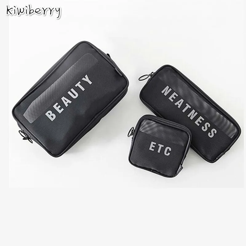 

Black Mesh Ventilation Cosmetics Organizer Number Accept Makeup Arrangement Crystal Box Travel Portable Charge Make Up Package