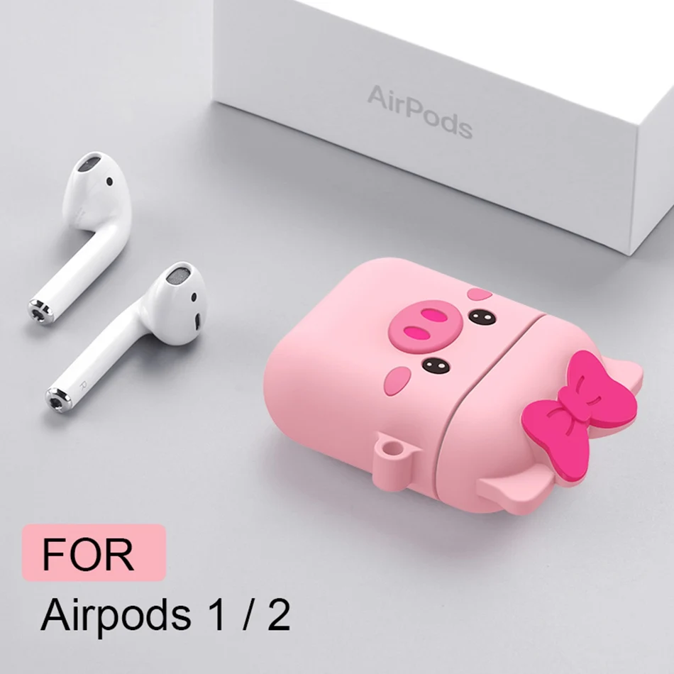 Bear Earphone Case for Airpods Case Cute Silicone Cover for Apple Air pods 2 Headphone Case For Earpods Ring Strap Accessories - Цвет: 19U