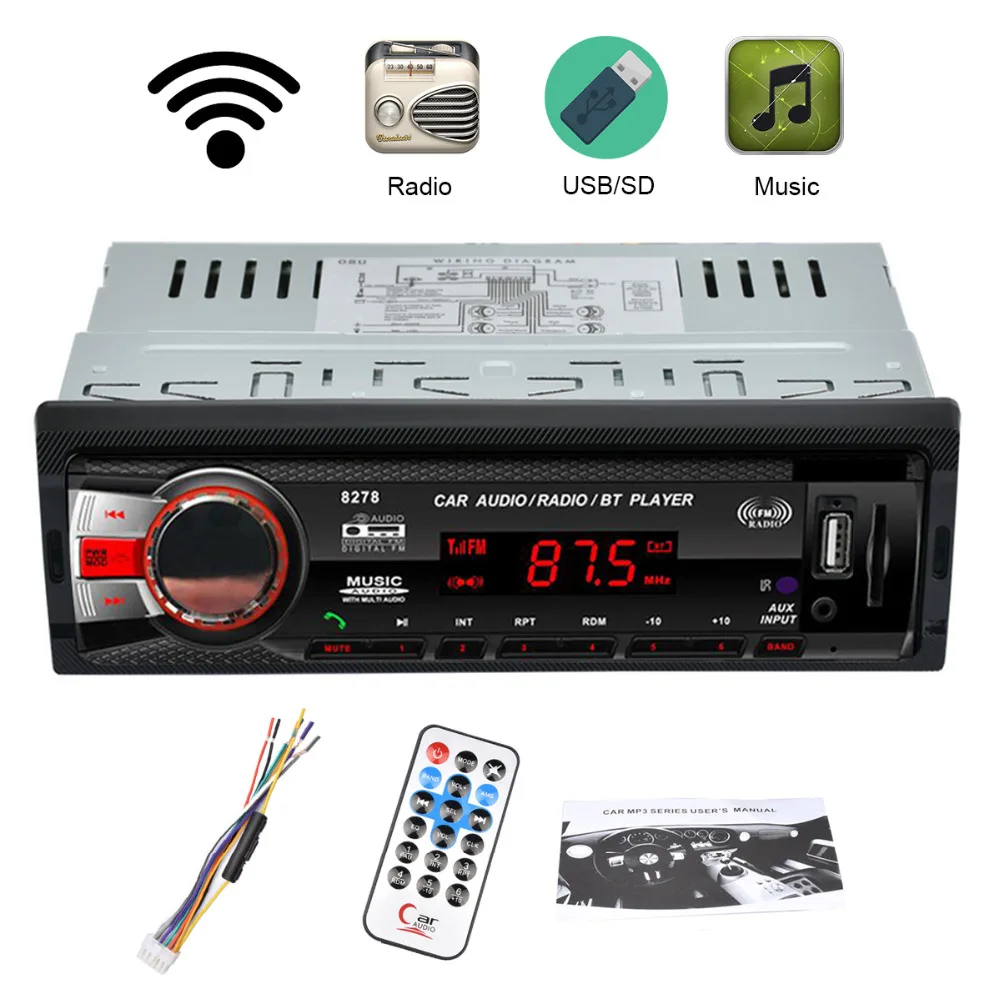 Buy Car 1 DIN 12V Bluetooth Media Receiver MP3 Player