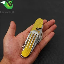 Outdoor Camping Tableware Folding Spoon Fork Knife Set Portable Travel Hiking Stainless Steel Pocket Folding Knife Spoon Fork