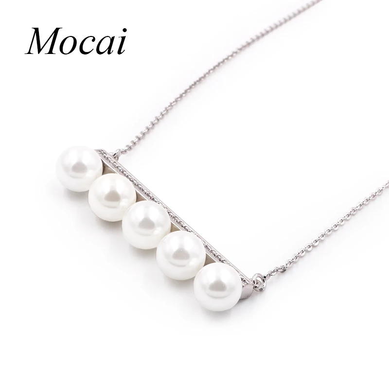 

Fashion Design Simulated Pearl Wedding Necklace High Quality Crystal Charm Silver Color Simple Pearls Jewelry ZK30