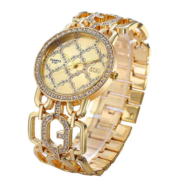 Роскошные Брендовые Часы-браслет с покрытием из розового золота O. T. SEA, женские часы с кристаллами, кварцевые наручные часы, Relogio Feminino 2157 - Цвет: Золотой