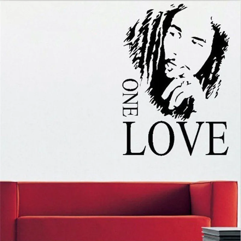 1 шт. 43x61 см Bob Marley ONE Love виниловая наклейка на стену стикер для комнаты в общежитии