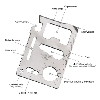 

New 11-in-1 Multi-function Credit Card Beer Opener Stainless Steel Credit Card Shaped Opener Kitchen Tool Accessories 100/piece