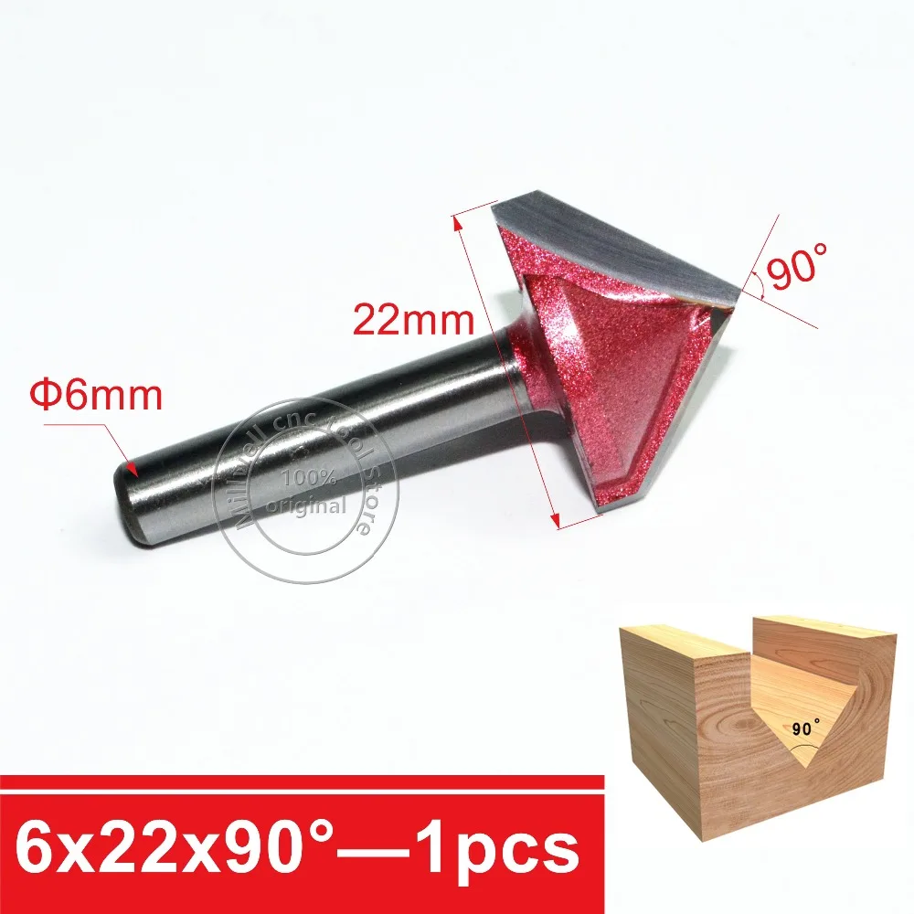 6mm*90degree*22mm CNC Tungsten steel 3D V bit machine tool PVC MDF Acrylic Carbide end mill woodworking insert router | Инструменты