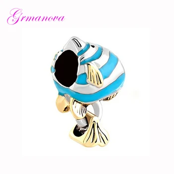 

Classic fashion marine life tropical fish charm beads DIY handmade jewelry amulet Fit Pandora Bracelet Necklace