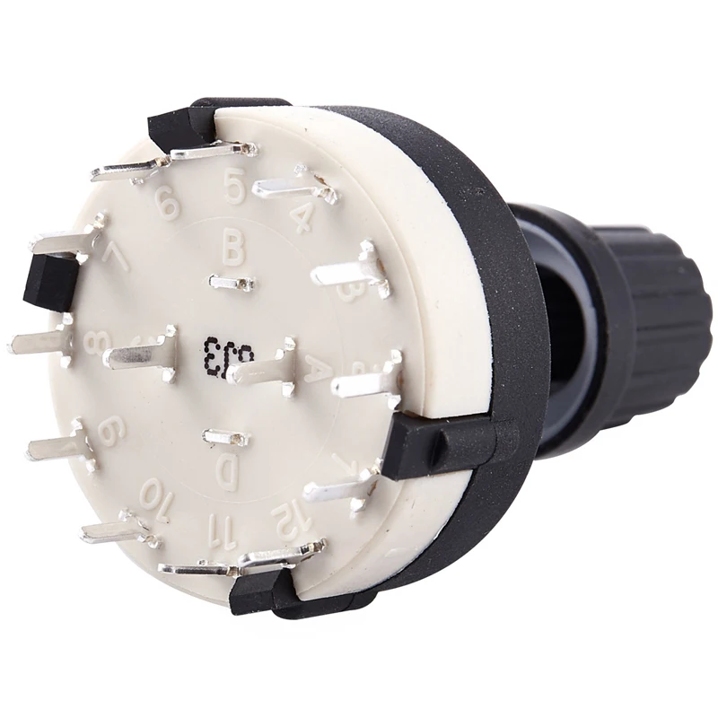 

1 pcs black plastic 2 knife 6-band band rotary switch can be adjusted gear shaft length 2cm 4.4 * 2.6 * 2.6cm