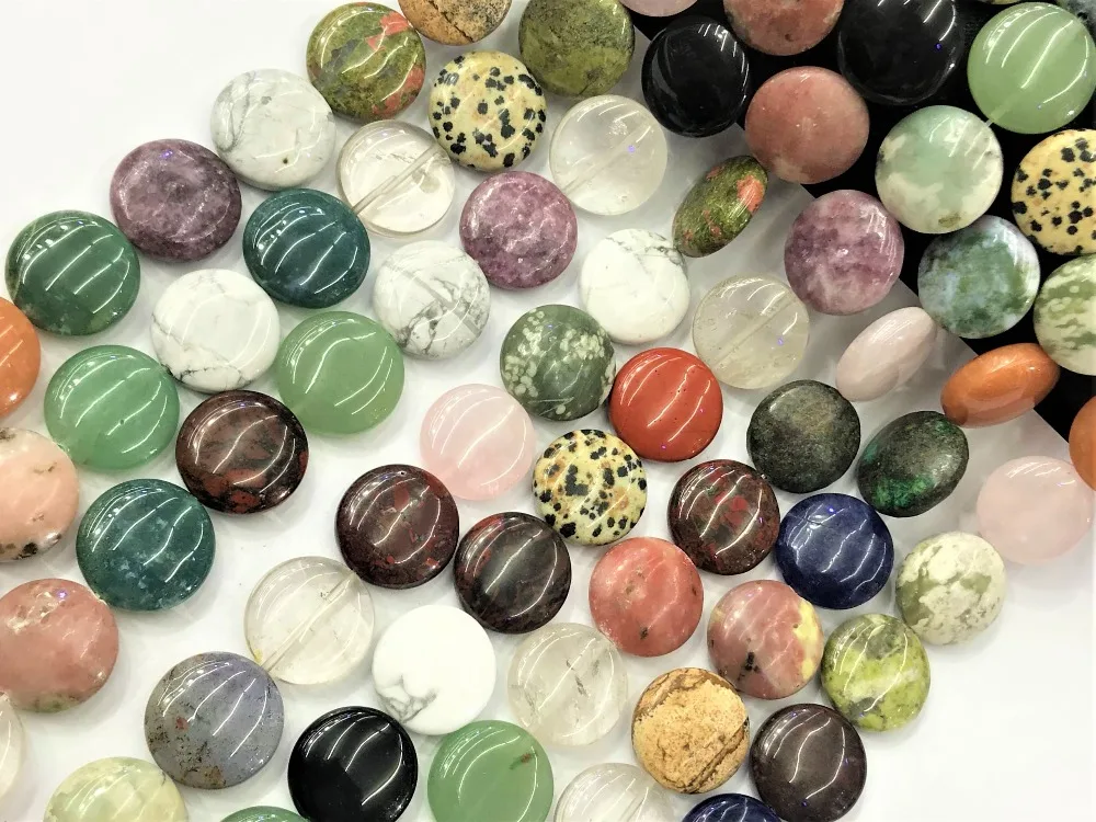 20mm Natural Coin Round Shape Assorted Stones Semi Precious Beads DIY Loose beads Strand 15 inches Wholesale For | Украшения и
