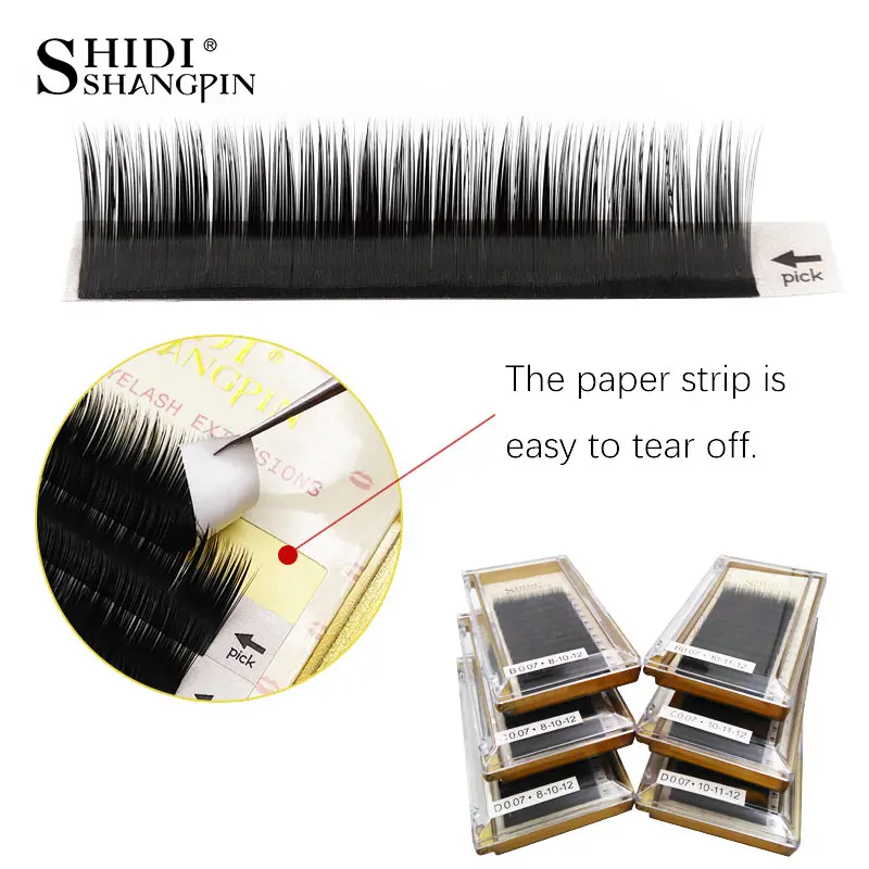 

SHIDISHANGPIN 12 Rows/Case Eyelash Extension Mink Individual Eyelash D Curl Fake False Eyelashes Makeup 0.07mm Thickness Lashes