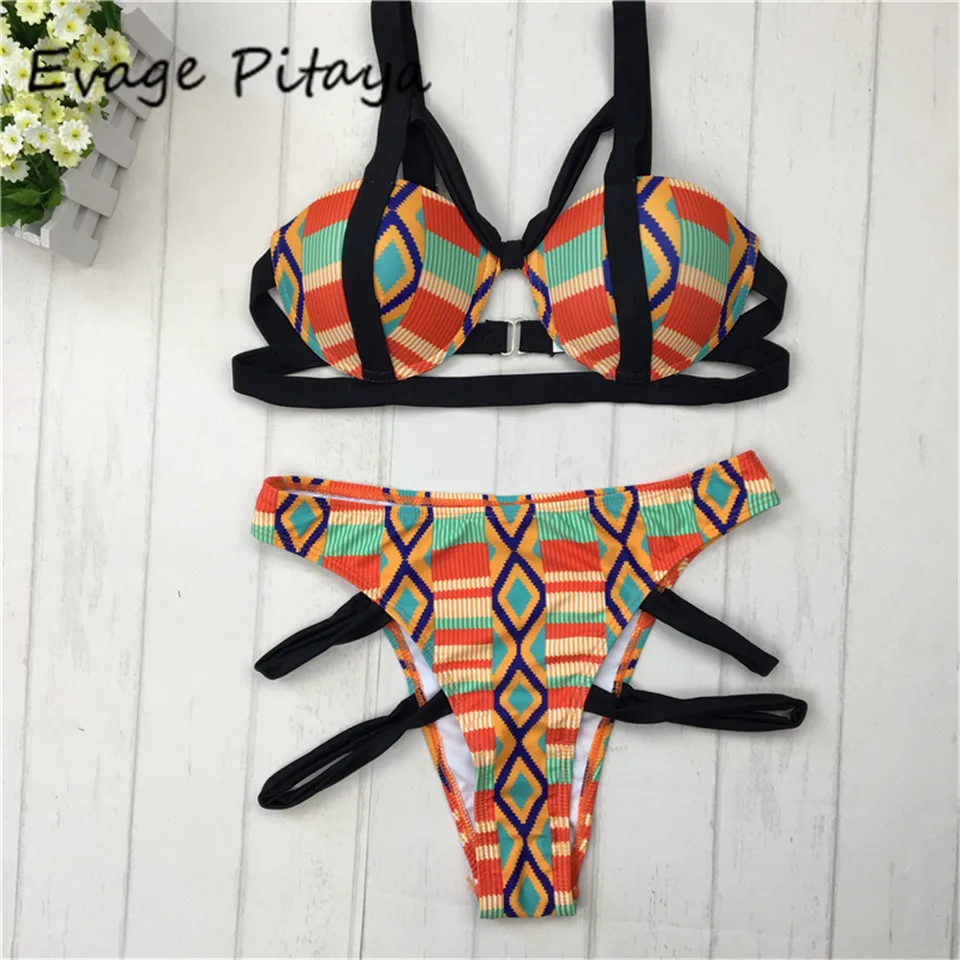 Retro Print Biquinis Women African Print Inspired High Waist Bikini