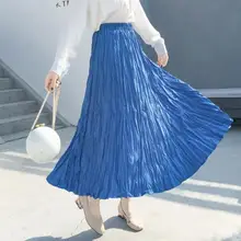 Юбка женская летняя новая весенняя Повседневная грязная плиссированная юбка длинный шифоновый эластичный пояс Длинная юбка женская Faldas