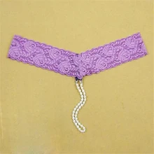 Женские кружевные массажные стринги с жемчугом сексуальные мини