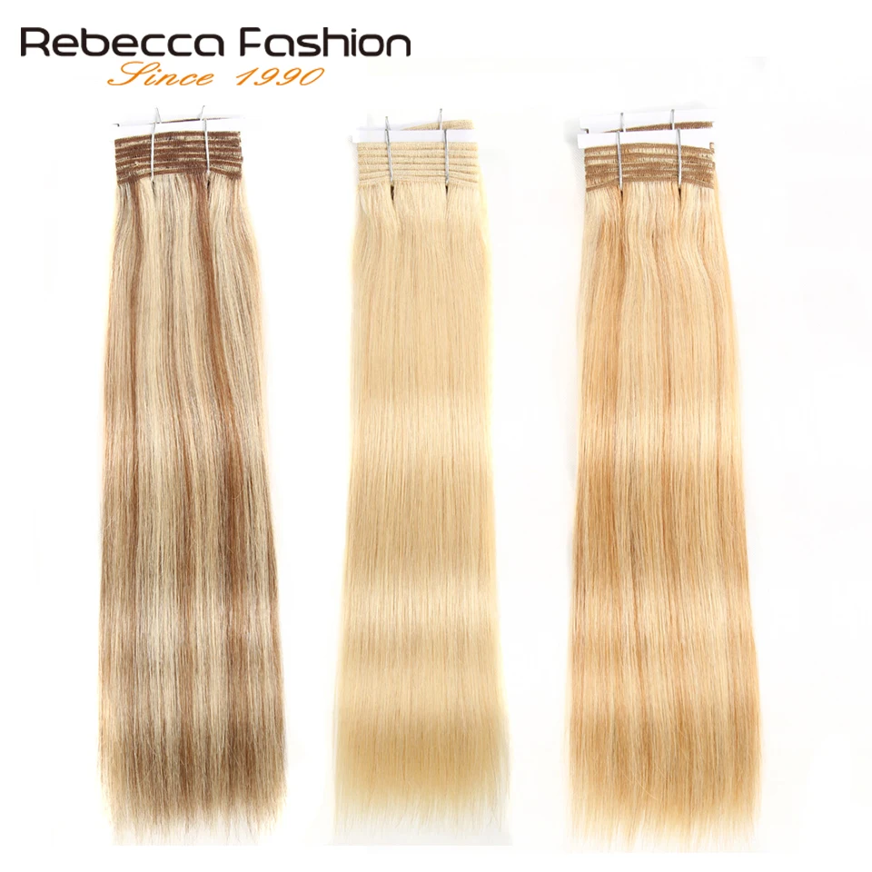 Rebecca Double Drawn Hair 113g Brazilian Remy Silky Straight Weave Hair Piano Brown 613 Blonde Colors Human Bundles 1pc
