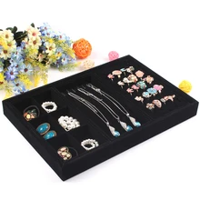 Negro de alta Calidad Multi-función de Almacenamiento de La Joyería Colgantes del Collar Pendiente Del Anillo de la Pulsera Placa de Bandeja Holder Showcase Display