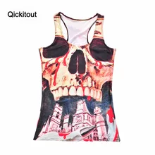 Qickitout топы летние женские «Город кровотечение череп Танки Женщины без рукавов Топ Цифровая печать женские Майки Топы Camisole Blusas