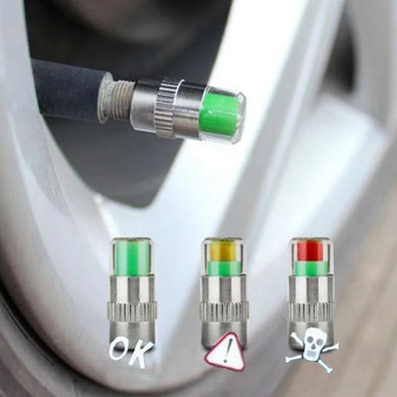 

4pcs Tire Pressure monitoring Tire Pressure gauge Car alarm Precision for Automobile High Detection Warning Cap Valve Monitor
