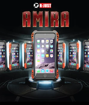 

AMIRA Shockproof Carbon Fiber Metal/Aluminum Armor Waterpro back Case Cover For Apple iPhone 6 6s Plus+Tempered Glass
