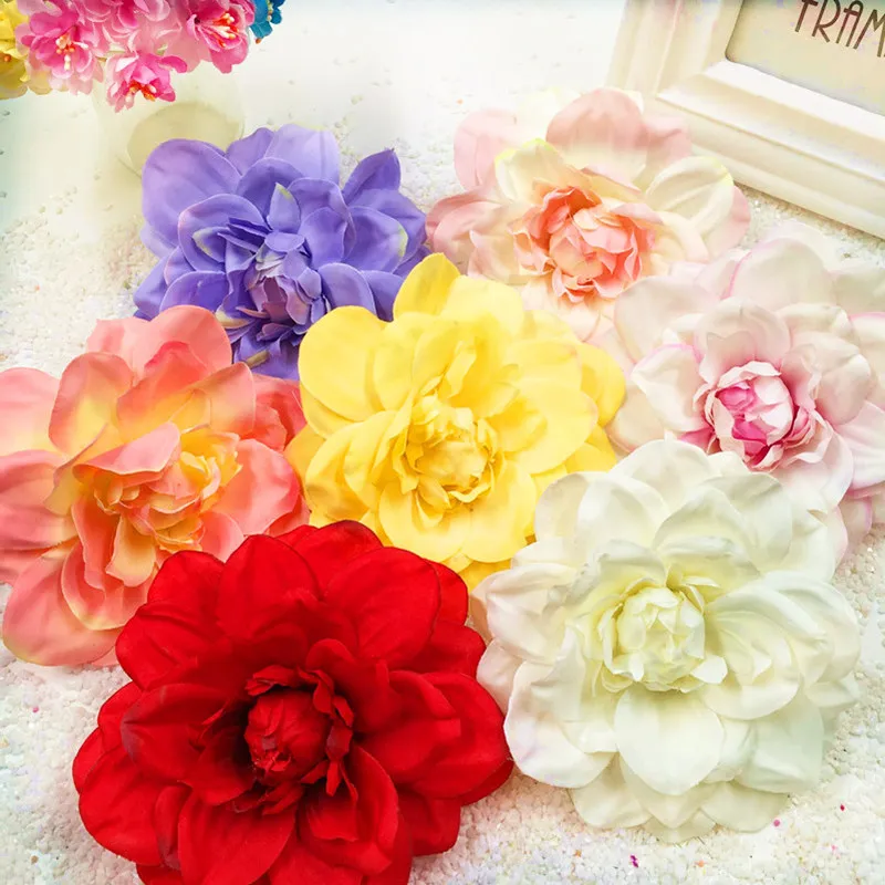 

5 PCS (11 cm/flower) artificial silk false dahlia chrysanthemum flower heads home decoration DIY wedding wreath collage gift box