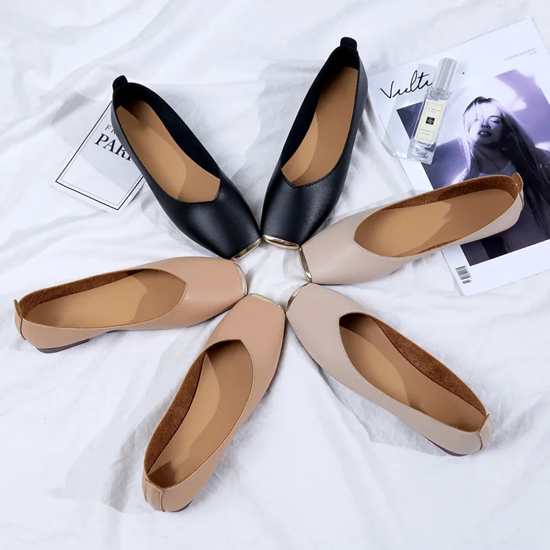 

2019 spring new comfortable simple solid color flat shoes women retro style comfortable casual shoes.