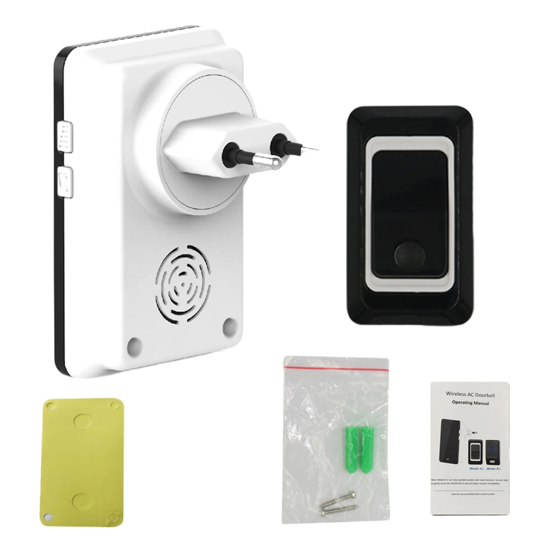 

High-quality TS-K108W11 Simple Design Home Wireless Door Bell Doorbell Energy Saving Adjustable Sound Volume Door Bell Black