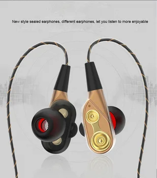 

Double Unit Drive Headphones with Mic 3.5mm In-Ear Wired Stereo bass Earphone Earbuds Universal for Xiaomi iPhone PC MP3