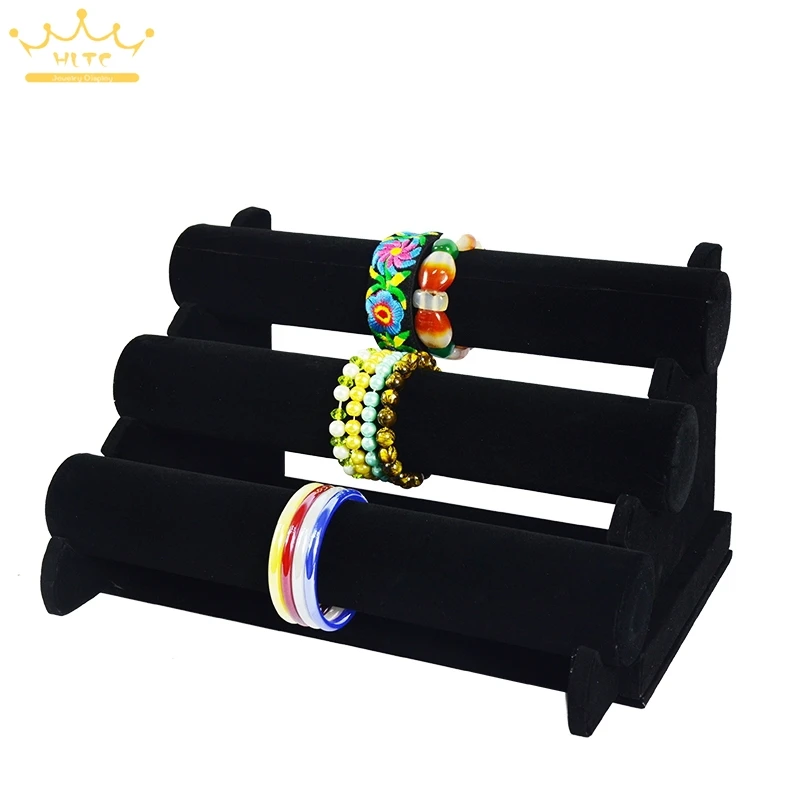 Wholesale Bracelet Bangle Watch Display Holder Three tier Black Velvet