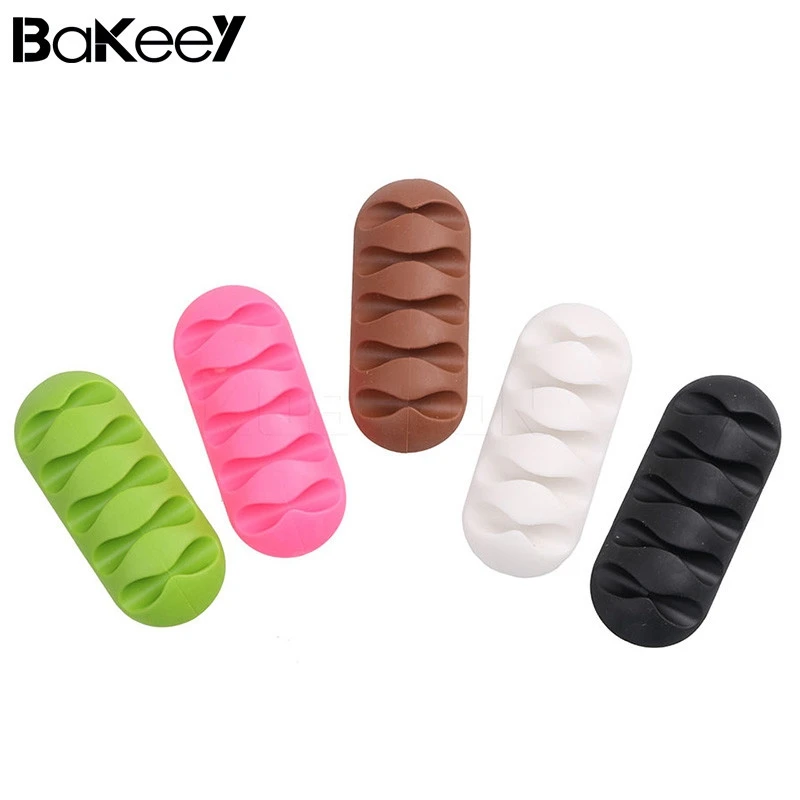 Bakeey 5 слотов липкие силиконовые настольные наушники USB Кабельные держатели мини