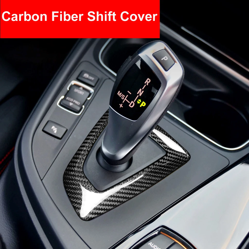 Carbon Fiber Shift Knob Decoration Cover Fit for BMW X5 X6 E70 E71 2008-2013 SEADEAR Button Cover Shift Button Cover 
