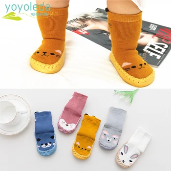 

Fashion Infant Baby Home Shoes Anti-Slip Socks Slipper Soft Sole Cotton Fabric Socks Shoes Baby Boys Girl Children's Slippers